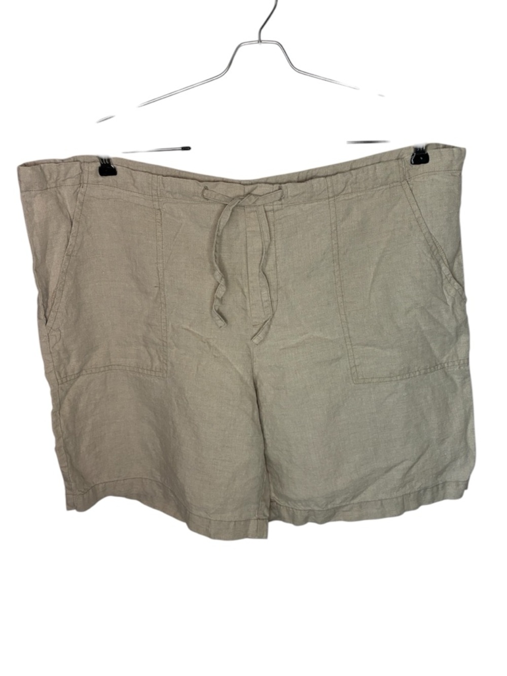 Calvin Klein Jeans Shorts Women’s L Oatmeal Beige 100% Linen Drawstring Cargo